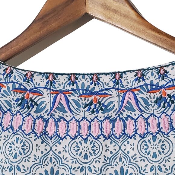 BODEN  Embroidered Cotton Midi Dress Size US 8 Printed Beachy Womens - Picture 8 of 15
